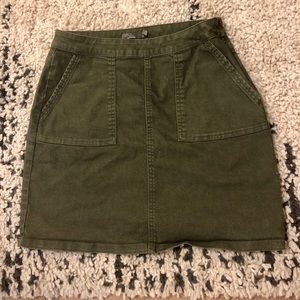 Prana Olive Green Denim Mini Skirt